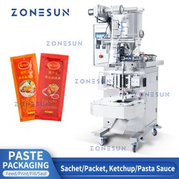 ZONESUN – Machine automatique d'emballage de pâte liquide, Ketchup, bâton de miel, huile, vinaigre, Sachet d'eau, remplissage de scellage, ZS-S100