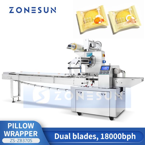 Zonesun Machine d'emballage d'oreiller automatique Zonesun Horizontal Flow Wrapper Pouching Emballage alimentaire Snack Ban d'articles ménagers ZS-ZB370