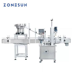 Machine de capsulage automatique de bouteille de boisson de jet de pompe de ZONESUN avec le conducteur vibratoire de chapeau pour la chaîne de production