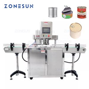 ZONESUN – Machine automatique de mise en conserve de bouteilles rondes, boîtes de conserve en aluminium de fruits, bouchon à vis, couvercle en fer blanc, Machine de capsulage de scellage