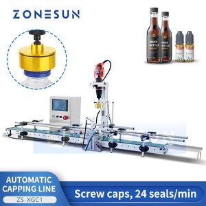 Zonesun Automatische schroefdop afdichtingsmachine Aftakkeringslijn water drankjes flesverpakking pneumatische klemtransporteur kleine batch productie zs-xgc1