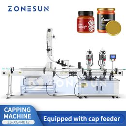 ZONESUN Automatische Twist Off Capper Fles Sluitmachine Jar Sealer Pasta Saus Ketchup Verpakkingsapparatuur ZS-XG440T2