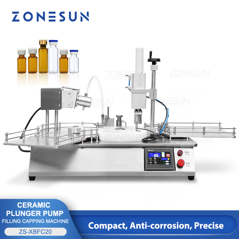 Zonesun自動バイアル充填シーリングマシンガラスプラスチックボトルオフキャップドロッパー化粧品プロダクションZS-XBFC20