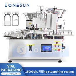 ZONESUN Automatische Flacon Verpakkingsmachine Fles Vullen Stoppen Afdichting Apparatuur Ster Wiel Trilkom Feeder ZS-AFC20