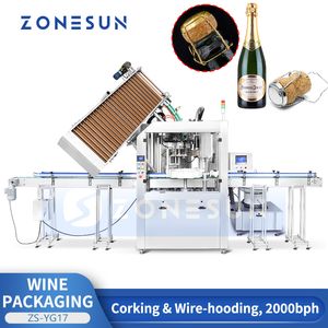 ZONESUN – Machine automatique de bouchage du vin et de cagoule monobloc, équipement d'emballage pour bouteilles en verre de Champagne, ZS-YG17