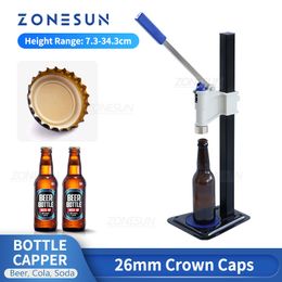 ZONESUN Capsuleuse de bouteille de bière Machine à sceller Couvercle de couronne Outil de capsulage manuel Cola Fizzy Pop Lait Boissons gazeuses Boissons Outil de pressage ZS-BBC1