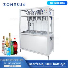 ZONESUN BIERVULLING MACHINE MACHINE Equipressure Schuimige vloeistof Alcoholische koolzuurhoudende sprankelende dranken Bottelproductie ZS-DG4
