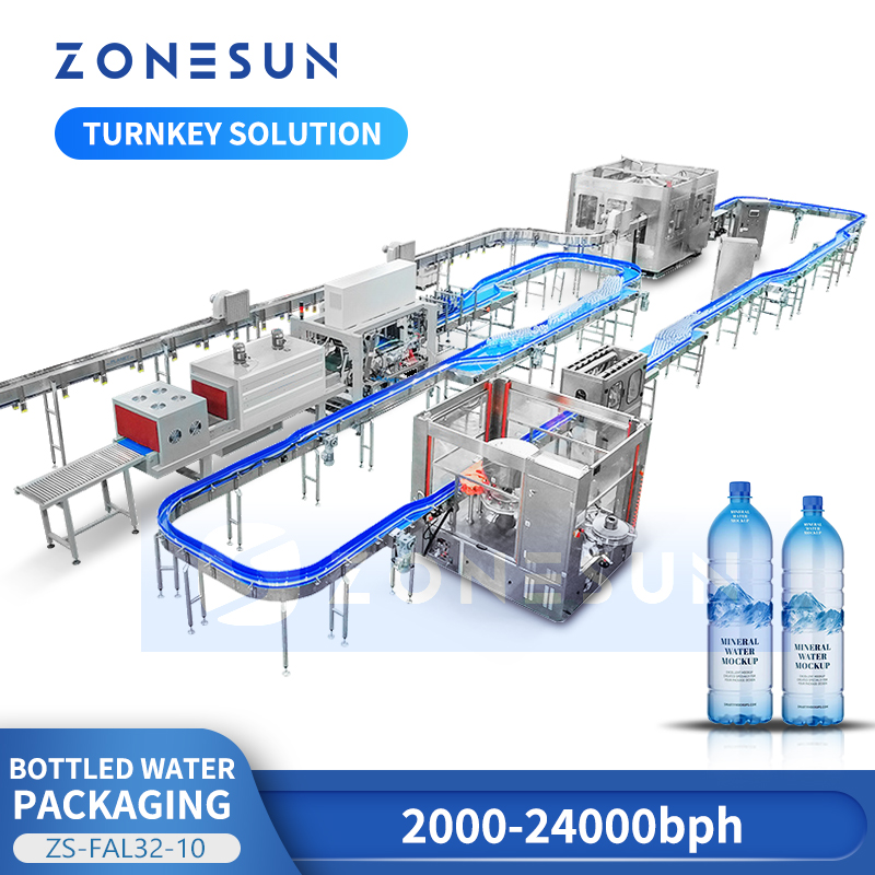 Zonesun Bottled Water Puckaging Integrade Line Solution Sunding Shinklinkling Production ZS-FAL32-10