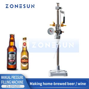 ZONESUN Remplisseur de bière à équipression Boissons gazeuses Machine de remplissage Manuel Cola Soda Boissons alcoolisées pétillantes Démousse ZS-DYGZ01