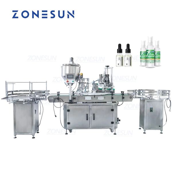 Machine de remplissage entièrement automatique ZONESUN Ligne de production Machine de remplissage et de capsulage de flacons de gouttes pour les yeux de petite bouteille