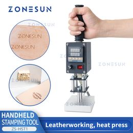 ZONESUN-máquina de prensado en caliente, máquina de estampación en caliente, prensa de calor, herramienta de cuero Digital, papel, madera, logotipo personalizado, sello de lámina, ZS-HST1