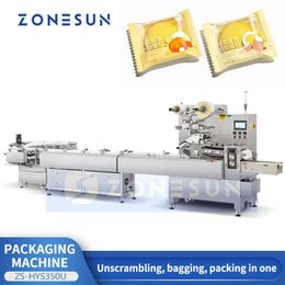 ZONESUN Machine à ensacher automatique horizontale Biscuit Snack Foods Produit Emballage Déchiffrement Scellage ZS-HYS350U