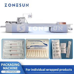 Zonesun horizontale stroomverpakkingsmachine hygiënische producten katoenstaafjes spuiten reagens tests kits afzonderlijke pakketten zs-hys420