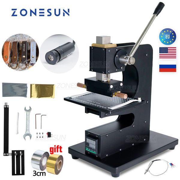 Zonesun Machine d'estampage à chaud avec localisateur infrarouge tampon d'artisanat en cuir bricolage à chaleur à chaleur de la machine à souder