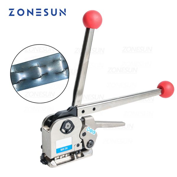 ZONESUN – Machine de cerclage de ceinture en acier sans boucle manuelle, outil de cerclage sans couture pour largeur 16/19mm, épaisseur 0.55-0.75mm