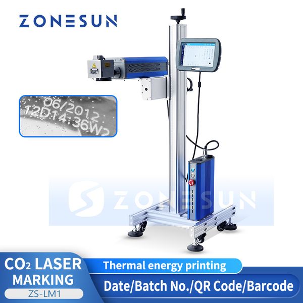 ZONESUN Laser codage graveur Machine de marquage Date QR code à barres impression verre plastique bouteille cuir ligne de Production de bois ZS-LM1