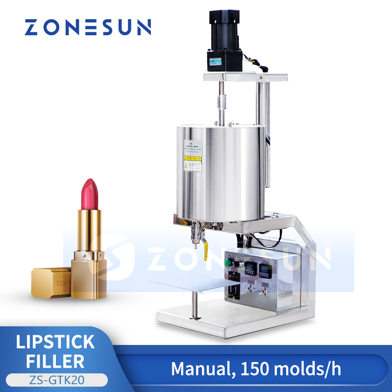Máquina de enchimento de batom ZONESUN Manual Lip Barm Filler Cosmetics Make Up Beauty Product Equipment Heating Mixing ZS-GTK20