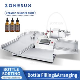 ZONESUN-máquina de llenado de líquidos, clasificador de botellas, bomba de cerámica, Vial de reactivo de dosis pequeña, tubo, producción de embalaje, ZS-LPG1