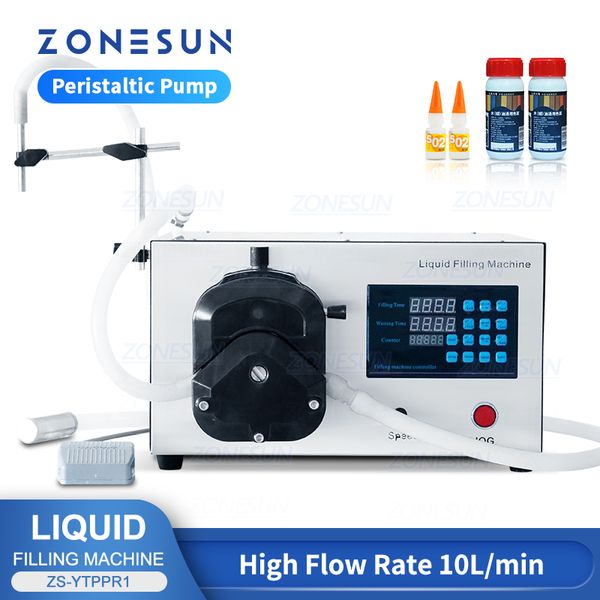 Máquina de llenado de líquidos ZONESUN, alto caudal, 10 l/min, agua, ensalada, aceite, pigmento, tinta, pegamento, botella, producción de embalaje, ZS-YTPPR1