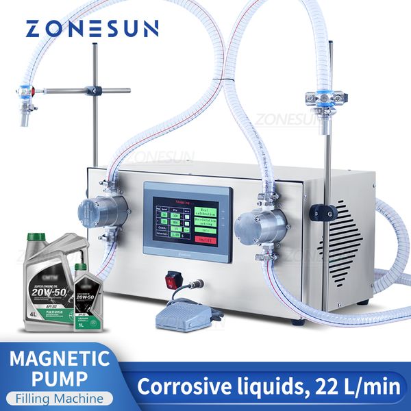 ZONESUN Machine de remplissage de liquide pompe magnétique fluides corrosifs débit élevé bouteille baril détergent boisson shampooing ZS-G25A2