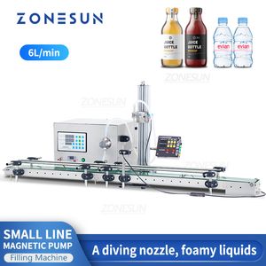 ZONESUN Machine de remplissage de liquide Petite ligne automatisée Pompe magnétique Jus d'eau Boisson Bouteille Flacon Tube Buse de levage ZS-DTMP1D