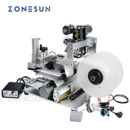 ZONESUN LT-60D Automatische platte etiketteringsmachine Semi Bottle Labeling Dispenser Bottle Label Applicator met datumcodeerder