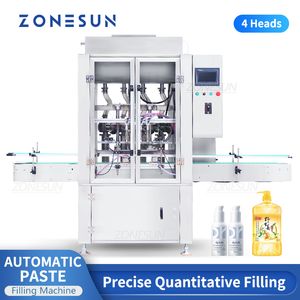 ZONESUN Machine de remplissage de pâte automatique 4 têtes servomoteur pompe à Piston cosmétique beurre de cacahuète Sauce liquide épais ZS-SV4P