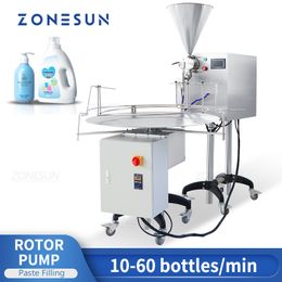 ZONESUN-máquina de llenado de pasta, servomotor, bomba de rotor, botella, descodificador, crema, miel, kétchup, línea de producción de embalaje, ZS-VTRP1