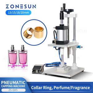 ZONESUN Perfume Capping Machine Collar Ring Crimping Vial Top Pressing Pneumatic Glass Bottle Fragrance Scent Tabletop ZS-GK5