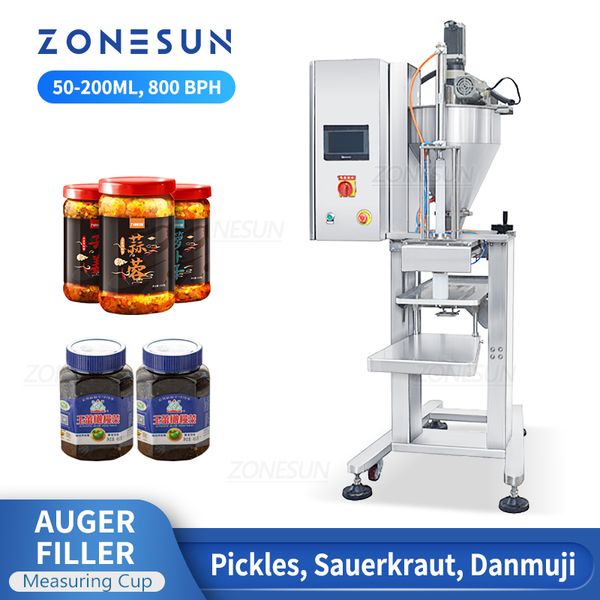 ZONESUN Cornichons Machine De Remplissage Auger Filler Pot Bouteille Navet Préserve Takuan Chinois Sauerkraut Packaging Production ZS-GTSC1