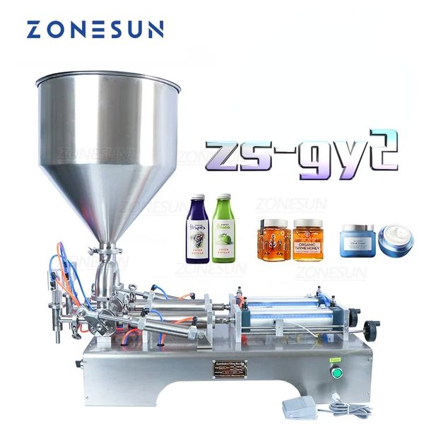 Zonesun Pneumatique Double buses coller liquide crème liquide miel de boisson jus de remplissage de remplissage de bouteille d'huile pneumatique zs-gy2