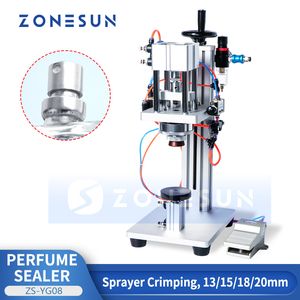 ZONESUN Pneumatic Perfume Crimping Capping Machine Capper Metal Cap Press Machine Sealing Machine Perfume Crimper Sealer ZS-YG08