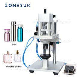 ZONESUN Pneumatique Parfum Oral Liquide Injectable Bouteille Capsuleuse En Aluminium En Plastique Verre Flacon Sertisseur Capsulage Machine