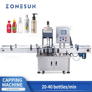 ZONESUN Machine de scellage pneumatique compte-gouttes de pulvérisation automatique bouteille en verre en plastique Machine de capsulage antidéflagrante visseuse de bouchon de pot de jus électronique ZS-VTCM1