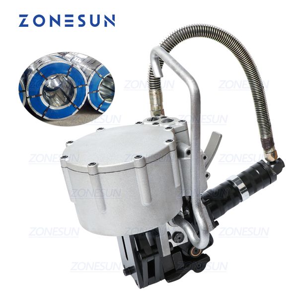 ZONESUN Sealing Machines ZS-KZ32 Automatique Pneumatique 19-32mm Ceinture En Acier Cerclage Machine Tension Coupe Emballage Pour Bois Acier Cerclage Outil