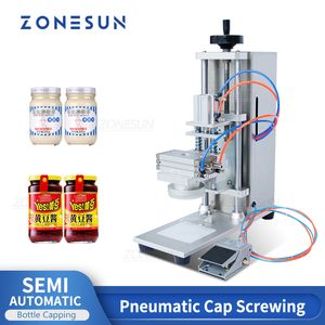 ZONESUN Machine de capsulage de bouteilles semi-automatique bouteille torsadée en métal pot en verre bouchons de bouteilles de miel confitures Sauce Chili ZS-XG450D