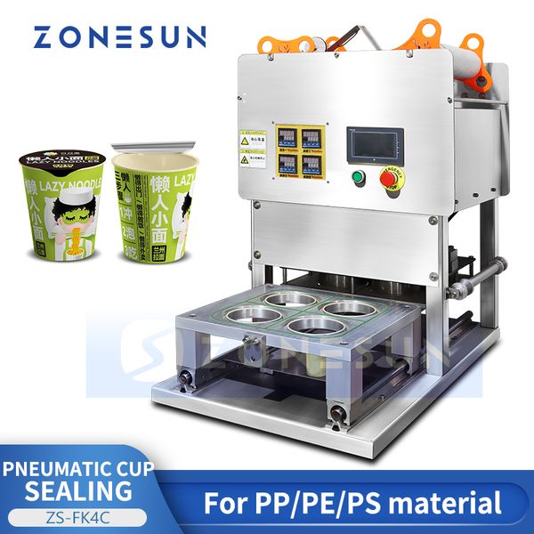 Zonesun Semia automática de copa de copa Bubble té boba sellador batido jugo de fruta yogurt budding envasado zs-fk4c