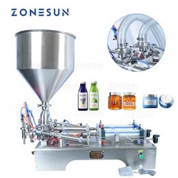 Zonesun semi-automatiques doubles buses pâte liquide crème liquide miel de boisson jus de remplissage de remplissage de bouteille d'huile pneumatique zs-gy2