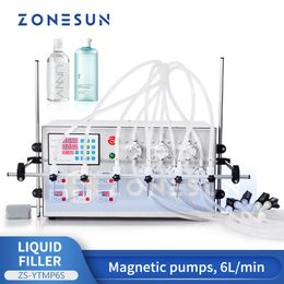 ZONESUN Machine de remplissage de liquide semi-automatique Remplisseur de bouteilles Pompe à entraînement magnétique Jus d'eau Boisson Emballage Equipement ZS-MP5000