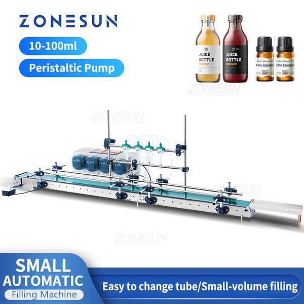 ZONESUN petite ligne de Production Machine de remplissage de liquide pompe péristaltique convoyeur bouteille pot boissons eau jus ZS-DTPP100C4