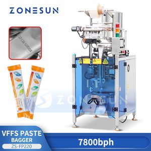 ZONESUN VFFS liquide Bagger Ketchup pâtes Chili Sauce sachets emballage Machine de remplissage et de scellage servo Rotor pompe ZS-FP220
