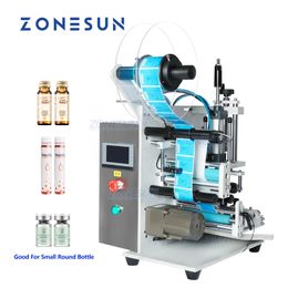 ZONESUN Machine d'étiquetage de flacons Machine de collage d'autocollants Étiqueteuse de petites bouteilles à décharge automatique pour stylo de bouteille cylindrique réactifs Seringues à tube ZS-TB100S2