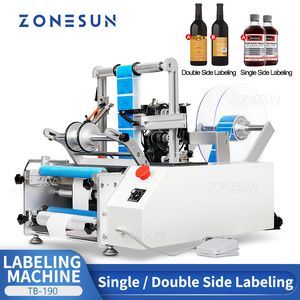 ZONESUN ZS-190 Etiqueteuse Bouteille Machine à emballer Semi-automatique Boîte de conserve en plastique Bouteille ronde en verre Autocollant Étiqueteuse pour simple double face