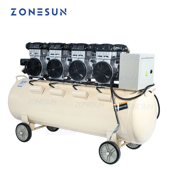 ZONESUN ZS-AC160L Équipement industriel Puissant compresseur d'air sans huile muet de type piston en cuivre pur pour le travail du bois dentaire Pompe à air portative Piant