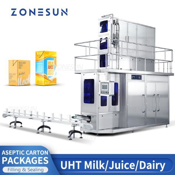 Machine de remplissage ZONESUN ZS-AUBP pour l'emballage aseptique d'aliments liquides 125 ml-1L de boissons laitières Ligne de production aseptique de cartons UHT