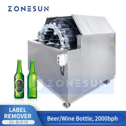 ZONESUN-máquina eliminadora de etiquetas de botellas, ZS-BLR18, vino, cerveza, cómo quitar etiquetas de botellas, equipo de eliminación de pegatinas