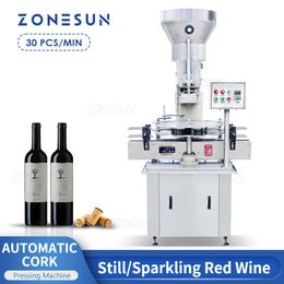 ZONESUN ZS-DSJ2 Cork Pressing Machine voor het afdichten Still sprankelende rode wijnflessen Automatische voedingsverpakking Productielijn Afdekkingsmachine