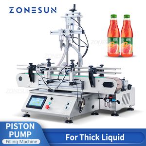 ZONESUN ZS-DTHSP2 Automatique Épais Liquide Machine De Remplissage Jus Détergent De Table Double Tête Pompe À Piston