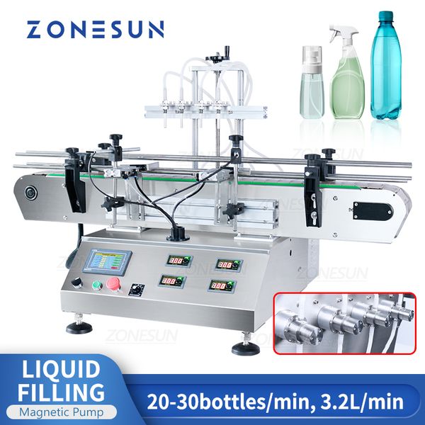 ZONESUN ZS-DTMP4C Machine de remplissage automatique de bureau huile essentielle Lotion liquide bouteille pompe magnétique remplisseur pour cosmétique