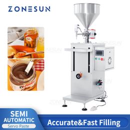 Máquina de llenado de pasta ZONESUN ZS-GTSM1, bomba de Rotor de motor servo, línea de envasado de salsa de Chile, crema líquida viscosa, salsa de tomate y miel